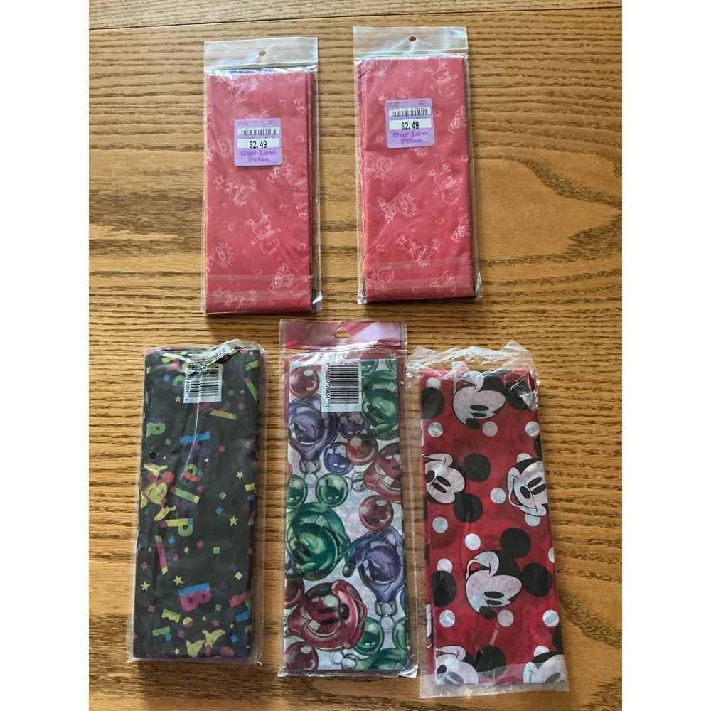 Vintage Disney Mickey Mouse Tissue Paper Lot 5 Packs Glitterwrap StephenLawrence